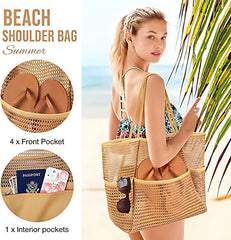 Ocevara Women's Swimming Beach Bag Portable One Shoulder Storage Bag Crossbody Bag Versatile Mesh Bag - image 1