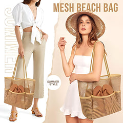 Ocevara Women's Swimming Beach Bag Portable One Shoulder Storage Bag Crossbody Bag Versatile Mesh Bag - image 3