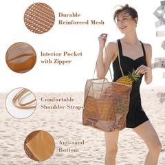 Ocevara Women's Swimming Beach Bag Portable One Shoulder Storage Bag Crossbody Bag Versatile Mesh Bag - image 2