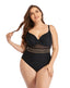 Black Sweetheart Neckline Hollow One-Piece Swimsuit