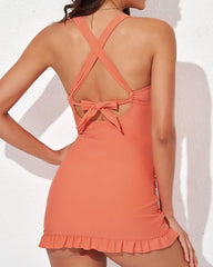 Ocevara Ocevara - Deep V Cross-Back Ruched One-Piece Swimsuit - image 17