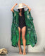 Ocevara - Green Hooded Printed Beach Vacation Swimsuit Cover Up