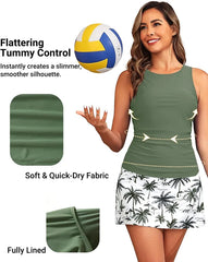 Ocevara Women's Tankini Swimsuits with Skirt - Two Piece Tummy Control Bathing Suits High Neck Swimwear - image 4