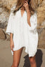 Ocevara - White V-Neck Loose Cover Up