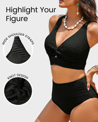 Ocevara Ocevara - Textured Knot-Front High-Waisted Bikini Set - image 19