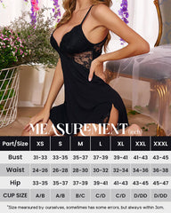 Ocevara Lace Trim Slit Sleep Dress Babydoll Teddy Lingerie - image 19