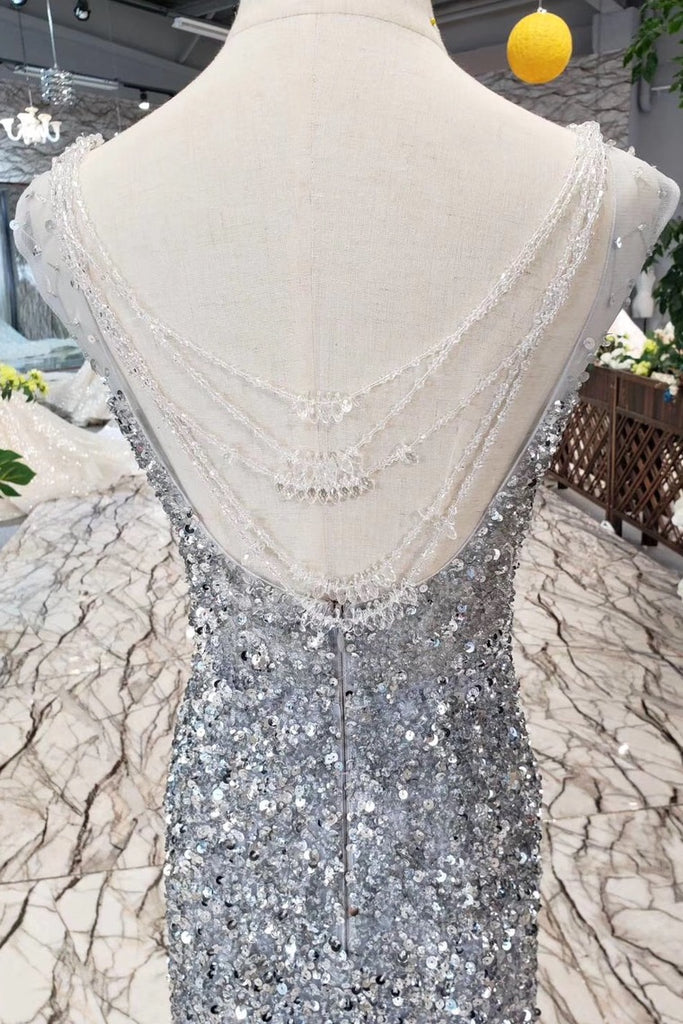 New Arrival Sequins Bodice Prom Dress Tulle Mermaid Sweep Train OKK11