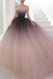 Off-the-shoulder Ombre Ball Gown Prom Dress Cheap Long Evening Dresses OP601