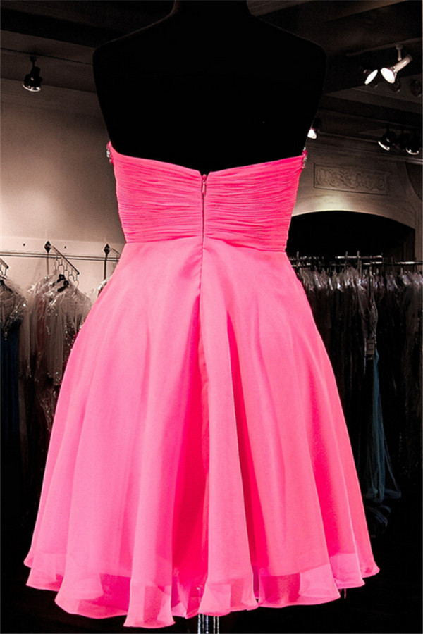 High Low Chiffon Short Sweetheart Beading Homecoming Dress K209