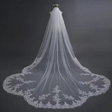 Ivory Lace Appliques Tulle One Layer Wedding Veil Bridal Veil WV23