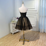 Black Lace Tulle Simple Homecoming Dress Pretty Short Party Dress OK916