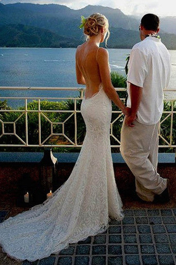 Spaghetti straps Wedding Dresses,Sexy Wedding Dress,Backless Wedding Dresses,Beach Wedding Dresses,Long Wedding Dresses,Lace Wedding Dresses,Mermaid Wedding Dress,Wedding Dress