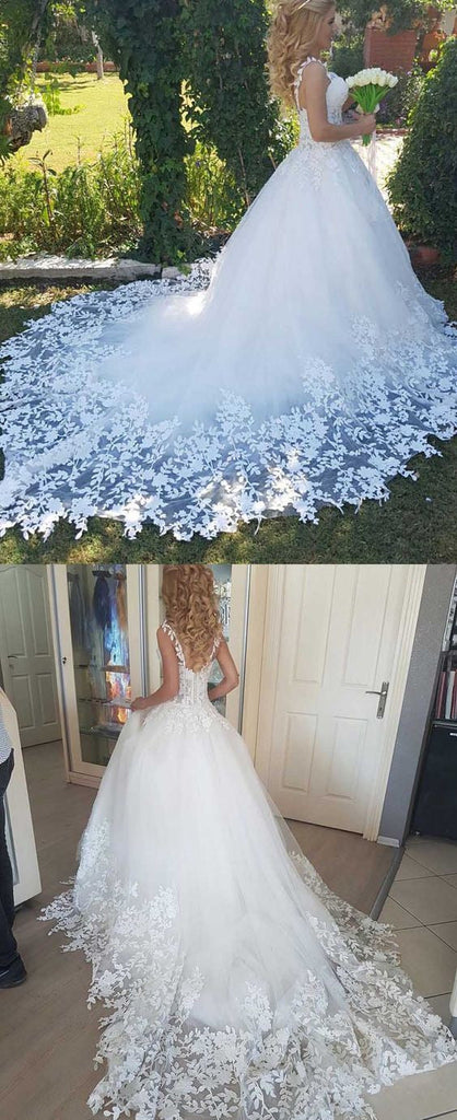 Ball Gown Tulle Wedding Dress new Romantic Bridal Dress With Appliques OKF57