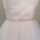Skinny Beaded Bridal Belts Thin Ribbon Crystal Sash Narrow Rhinestone Trim BS6