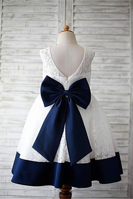 Lace Flower Girl Dress,Bowknot Flower Girl Dresses,A-line Flower Girl Dress