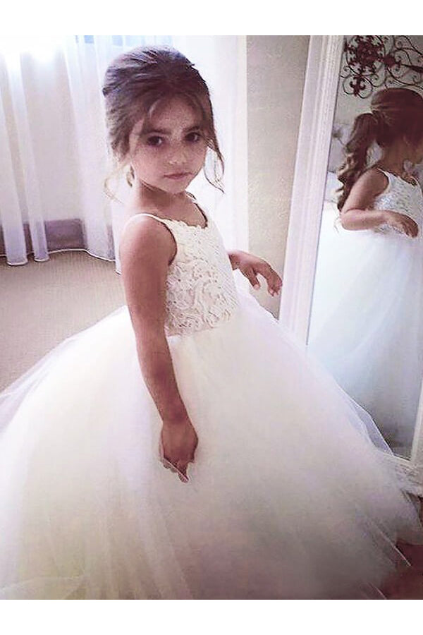 Ball Gown Flower Girl Dress,Lace Flower Girl Dresses,Tulle Flower Girl Dress