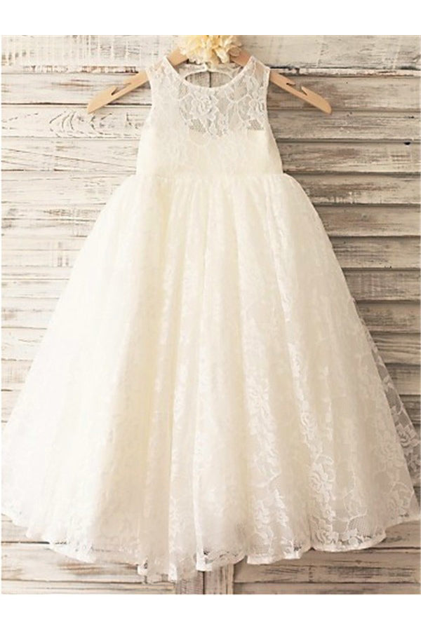 Lace Flower Girl Dress,Long Flower Girl Dresses,Ivory Flower Girl Dress