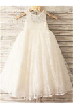 Lace Flower Girl Dress,Long Flower Girl Dresses,Ivory Flower Girl Dress