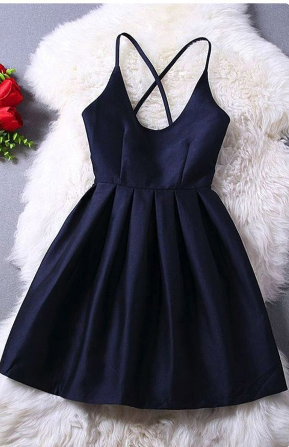 Sweet 16 Dresses,Navy Blue Homecoming Dresses,Short Prom Dress,Satin Prom Dresses,Backless Prom Dresses,Navy Blue Prom Dresses,Simple Homecoming Dresses,Backless Prom Dresses