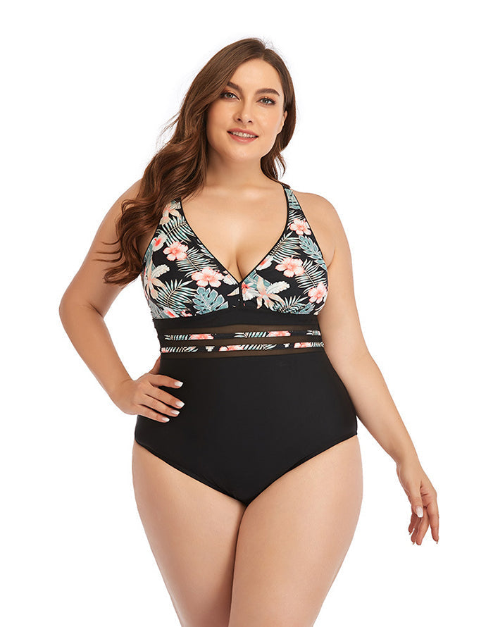 Ocevara Pink Flower V-Neck Tie One-Piece Swimsuit - image 4