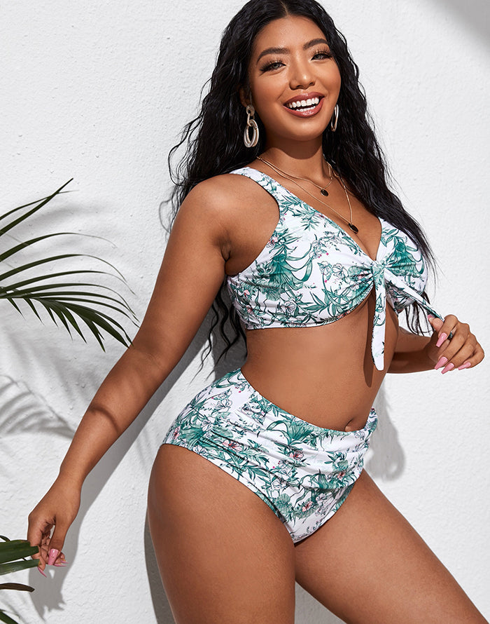Ocevara - Light Green High-Waist Bikini Suit