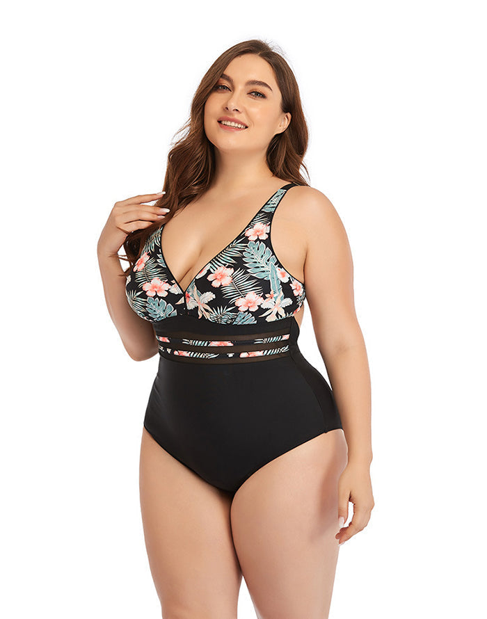 Ocevara Pink Flower V-Neck Tie One-Piece Swimsuit - image 5