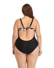 Ocevara Pink Flower V-Neck Tie One-Piece Swimsuit - image 3