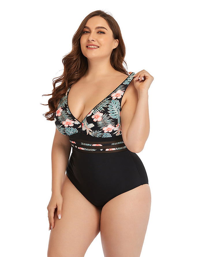 Ocevara Pink Flower V-Neck Tie One-Piece Swimsuit - image 6