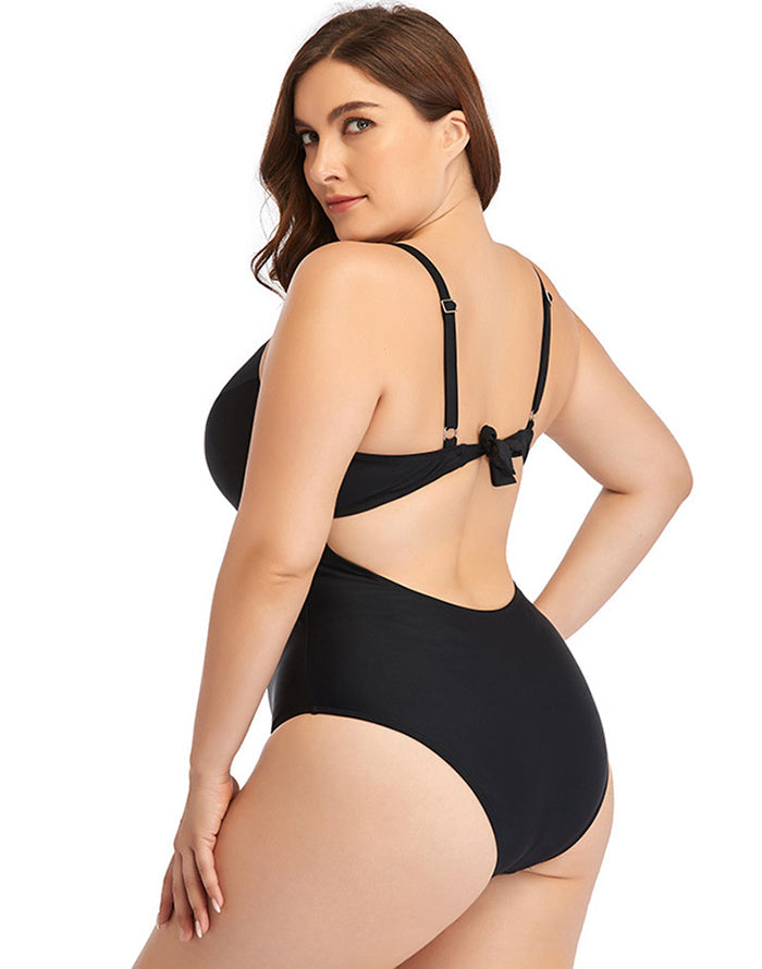 Ocevara Black Sweetheart Neckline Hollow One-Piece Swimsuit - image 2
