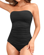 Ocevara - Women's Bandeau Bikini Swimsuits 2 Piece Strapless Tummy Control Bathing Suit