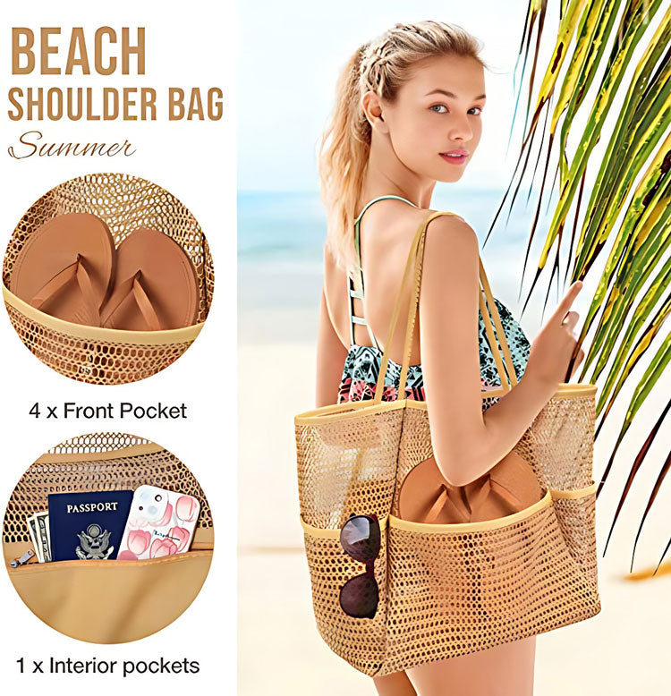 Ocevara Women's Swimming Beach Bag Portable One Shoulder Storage Bag Crossbody Bag Versatile Mesh Bag - image 1