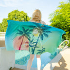 Double-sided velvet beach towel for seaside swimming, water-absorbent, non-sand, breathable, skin-friendly, quick-drying bath towel