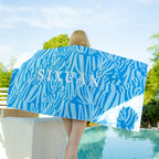 Double-sided velvet beach towel for seaside swimming, water-absorbent, non-sand, breathable, skin-friendly, quick-drying bath towel