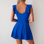 Ocevara - Women One Piece Swim Dress Tummy Control Swimsuit Slimming Ruffle Side Tie Kont Swimdress Bathing Suit