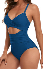 Ocevara - Women's One Piece Swimsuits Tummy Control Cutout High Waisted Bathing Suit Wrap Tie Back