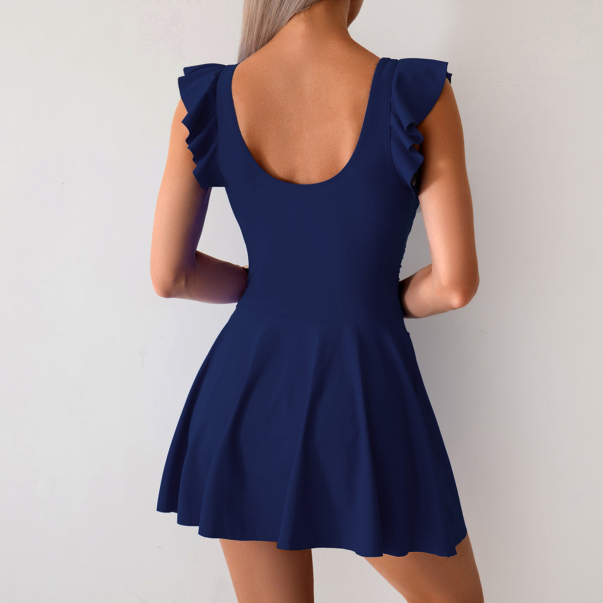 Ocevara - Women One Piece Swim Dress Tummy Control Swimsuit Slimming Ruffle Side Tie Kont Swimdress Bathing Suit