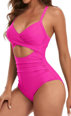 Ocevara - Women's One Piece Swimsuits Tummy Control Cutout High Waisted Bathing Suit Wrap Tie Back