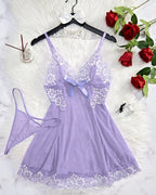 Sexy Sheer Lace Nightgown with G-String