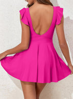 Ocevara - Women's One Piece Swimsuit Ruffle Cutout Swimdress Tummy Control V Neck Wrap Swimwear