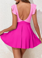 Ocevara - Women's One Piece Swimsuit Ruffle Cutout Swimdress Tummy Control V Neck Wrap Swimwear