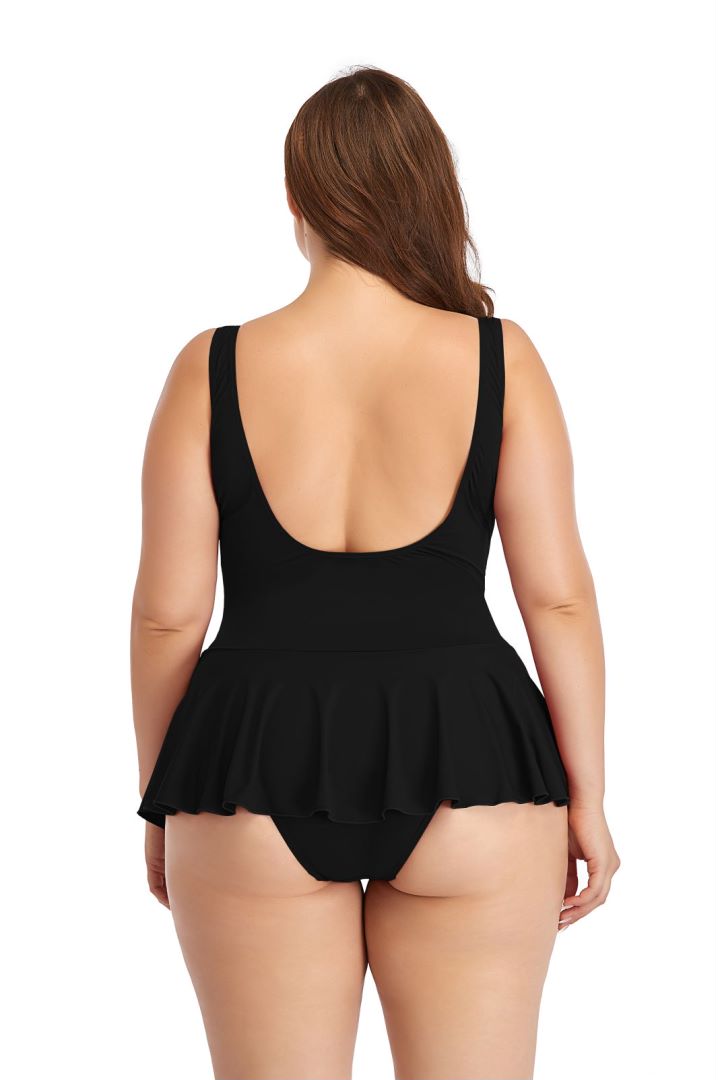 Ocevara Black Sweetheart Neckline Underwire Skirt One-Piece Swimsuit - image 2