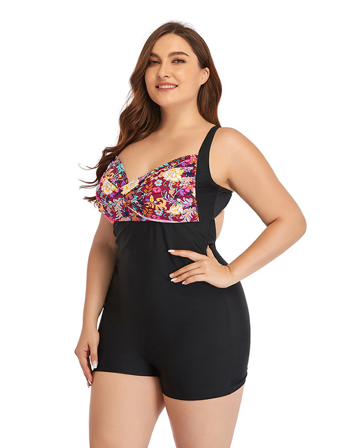 Floral Plus Size One-Piece Swimsuit
