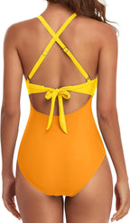 Ocevara - Women's One Piece Swimsuits Tummy Control Cutout High Waisted Bathing Suit Wrap Tie Back