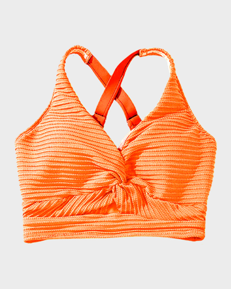 Ocevara Ocevara - Textured Knot-Front High-Waisted Bikini Set - image 35