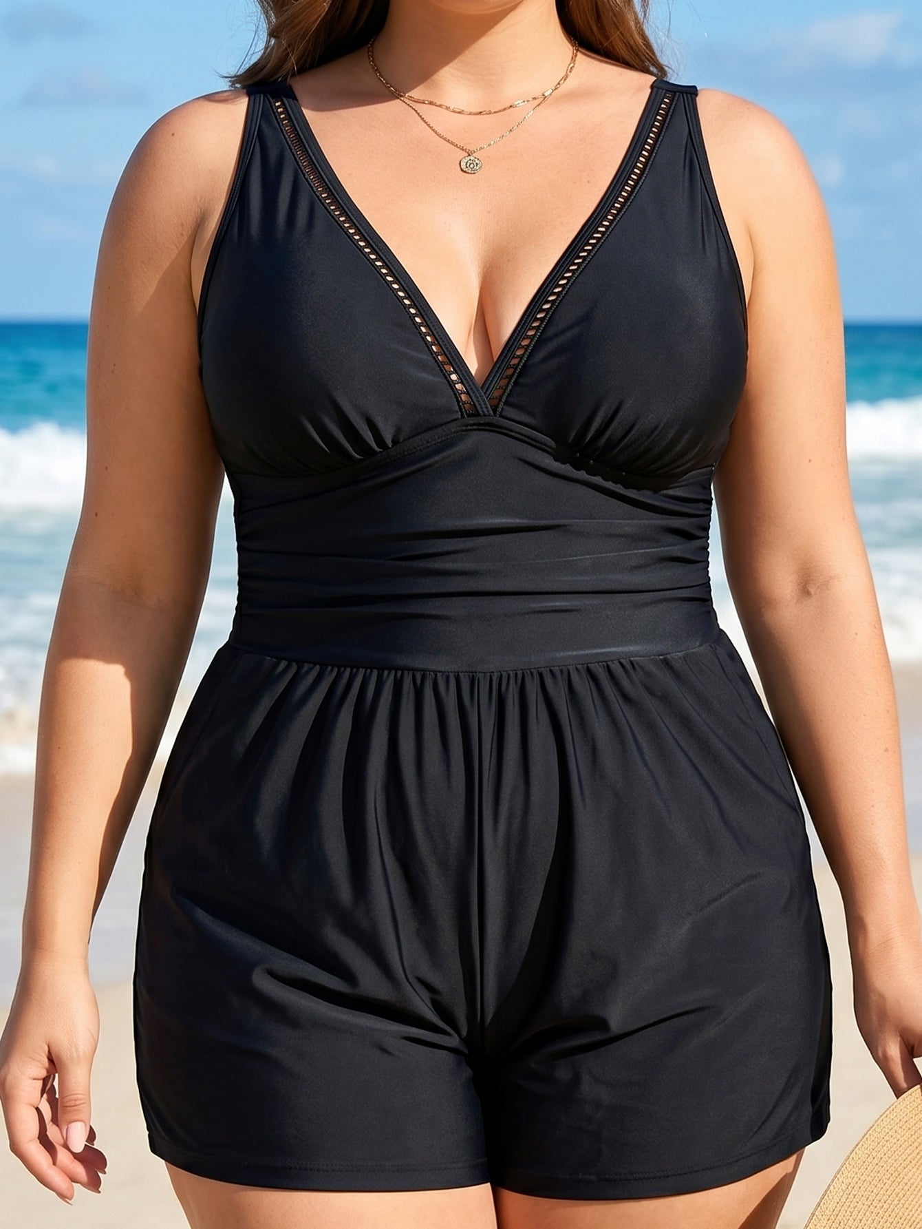 V-Neck Swim Romper