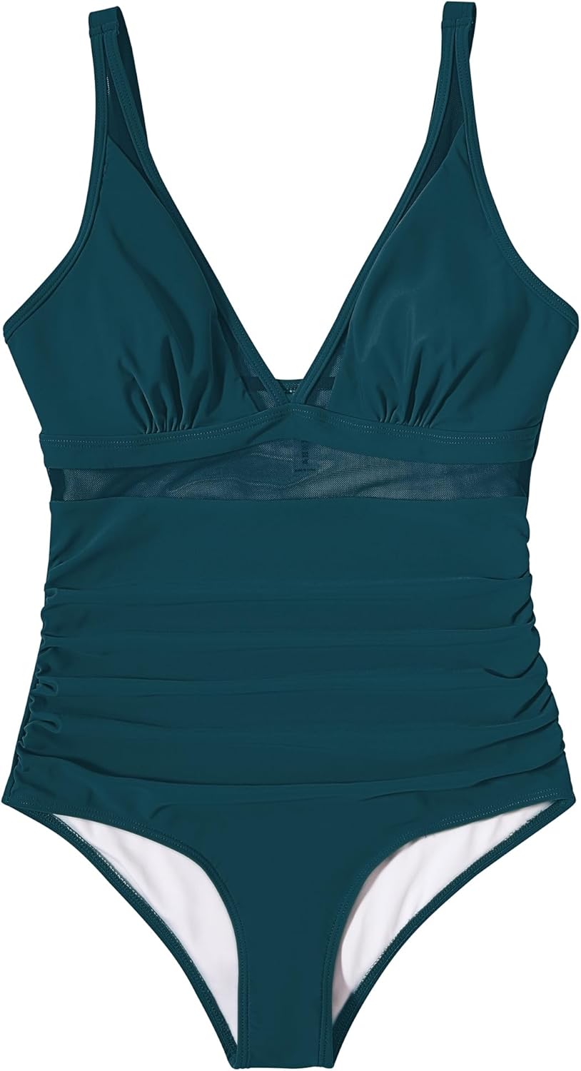 Ocevara - Women Sexy Mesh Tummy Control Swimsuit Push Up High Waisted Bathing Suit