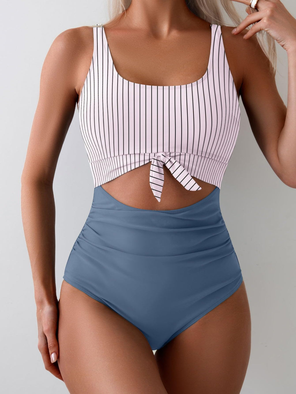 Ocevara - Women's One Piece Swimsuit Tummy Control Slimming Bathing Suit Cutout Tie Knot Swimwear