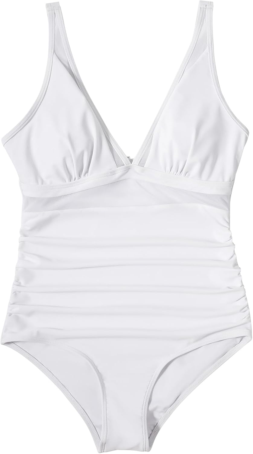 Ocevara - Women Sexy Mesh Tummy Control Swimsuit Push Up High Waisted Bathing Suit