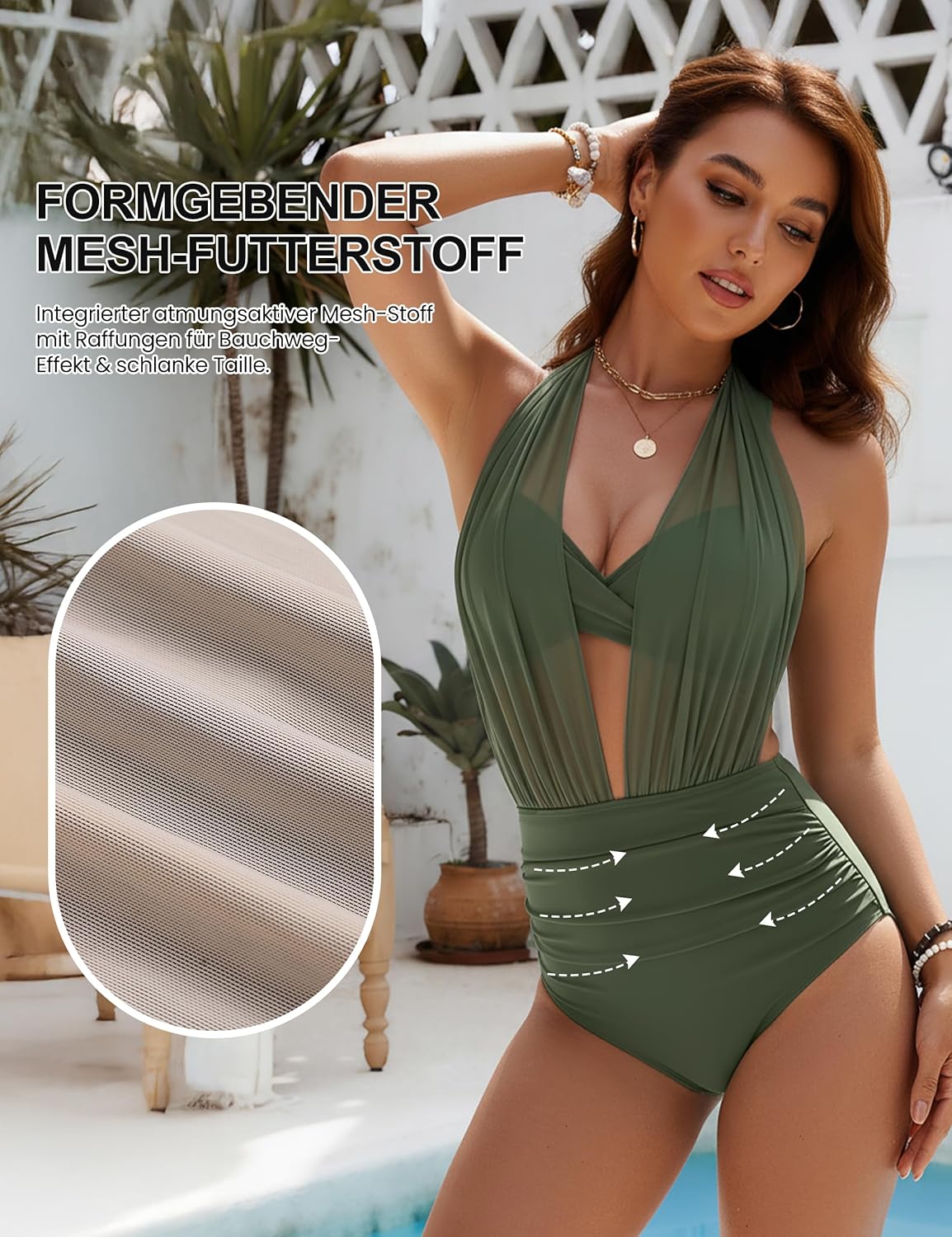 High Waisted Tummy Control Mesh Bikini Set