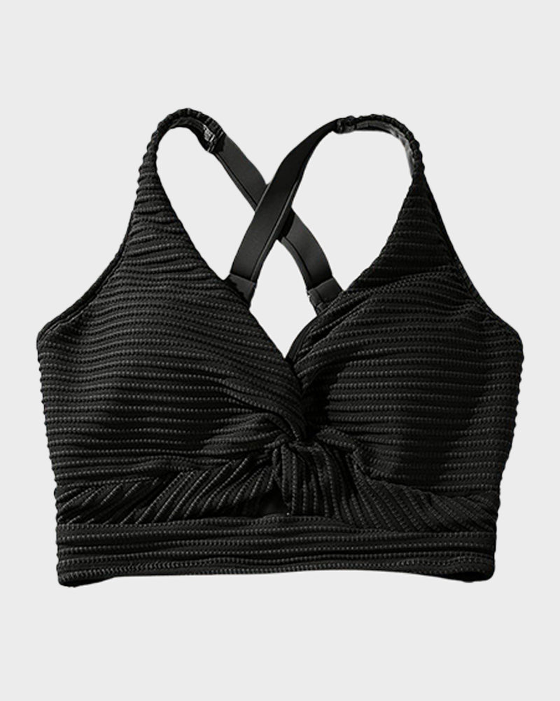 Ocevara Ocevara - Textured Knot-Front High-Waisted Bikini Set - image 39